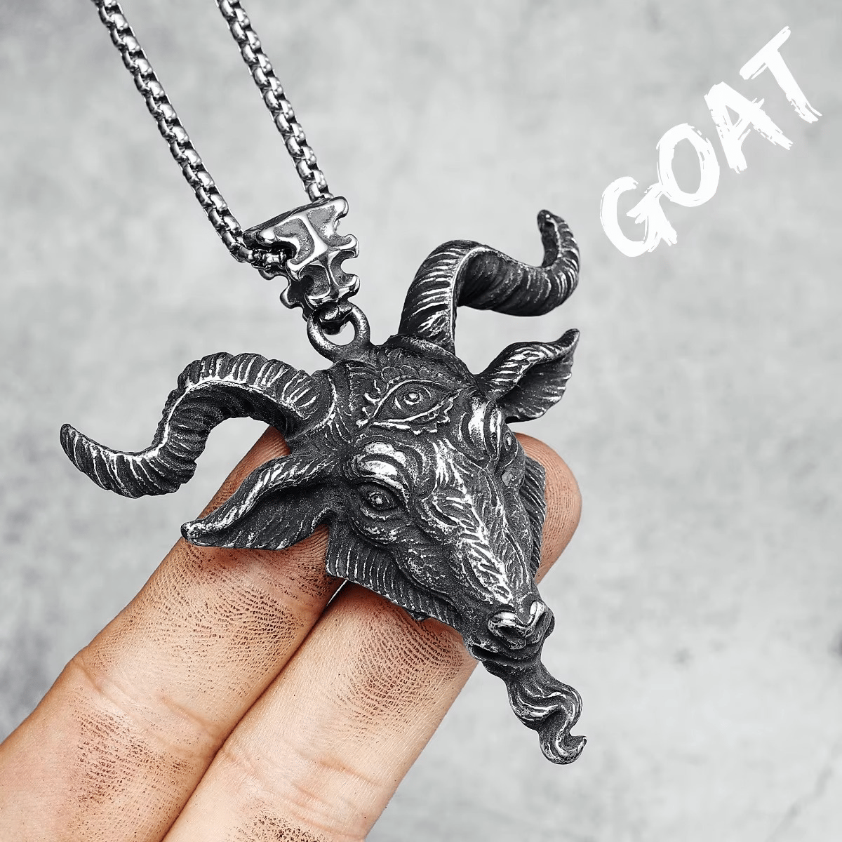Gothic Ram Goat Eye Stainless Steel Pendant Necklace