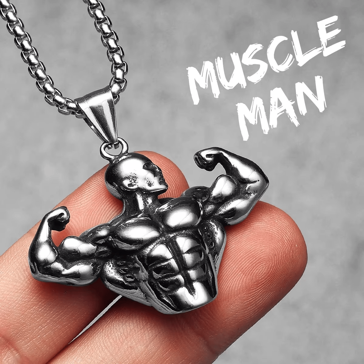Stainless Steel Bodybuilder Pendant Necklace