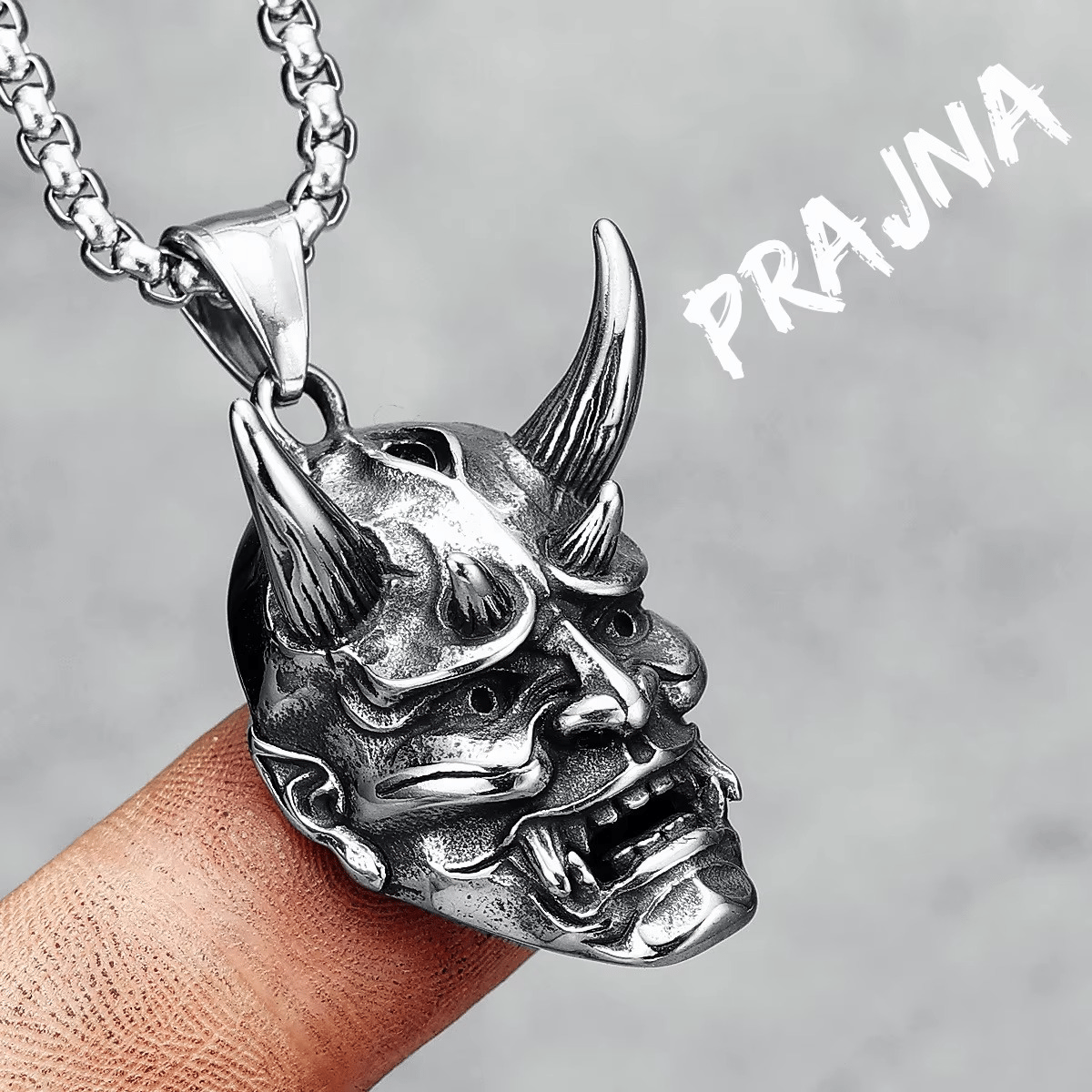Prajna Hannya Mask 316L Stainless Steel Necklace
