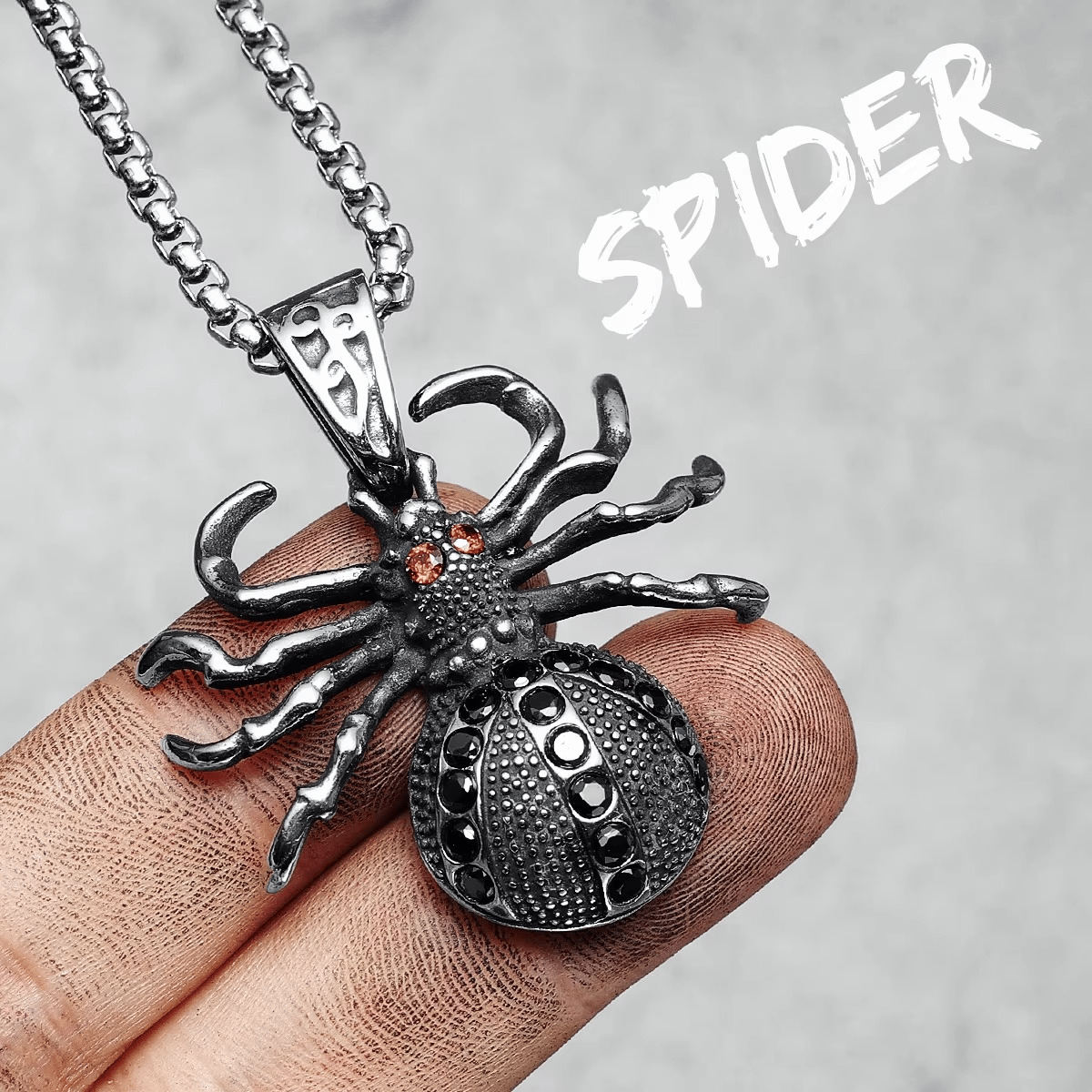 Gothic Spider Pendant Necklace with 316L Stainless Steel