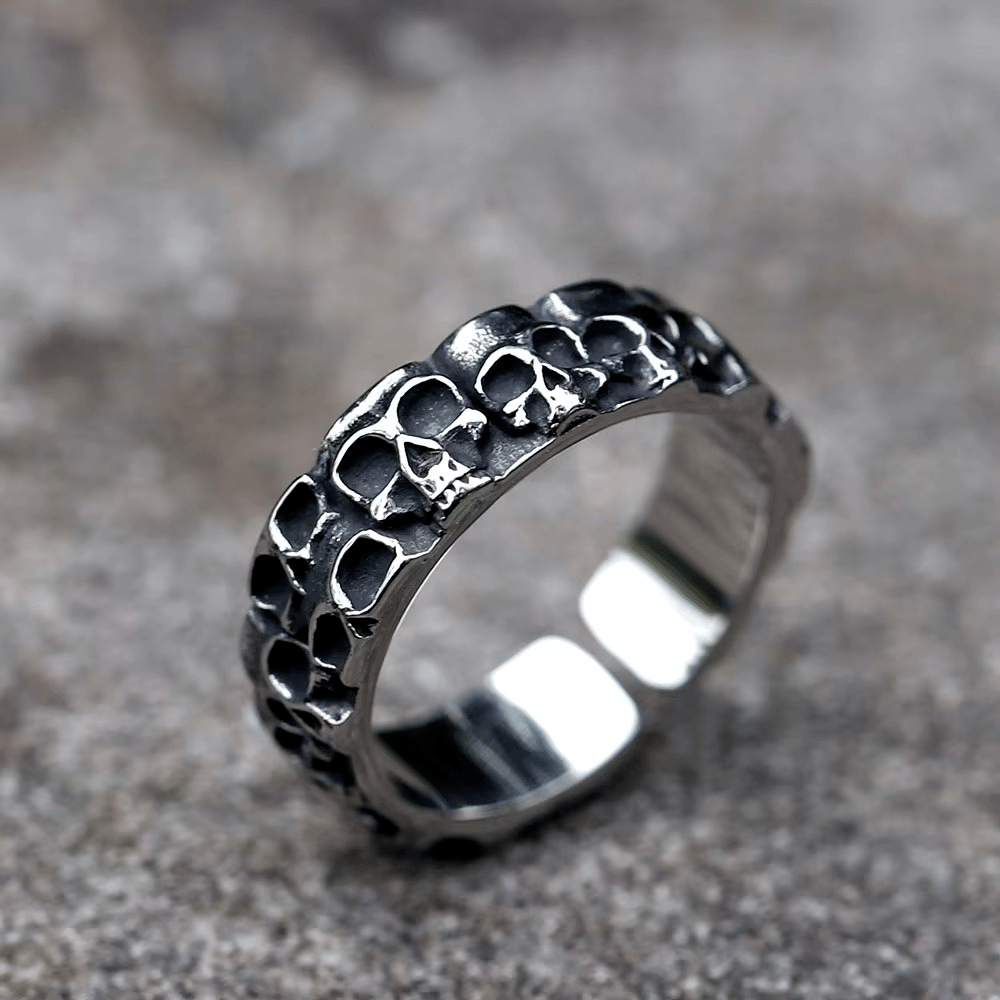 Men's 316L Stainless Steel Skull Biker Ring