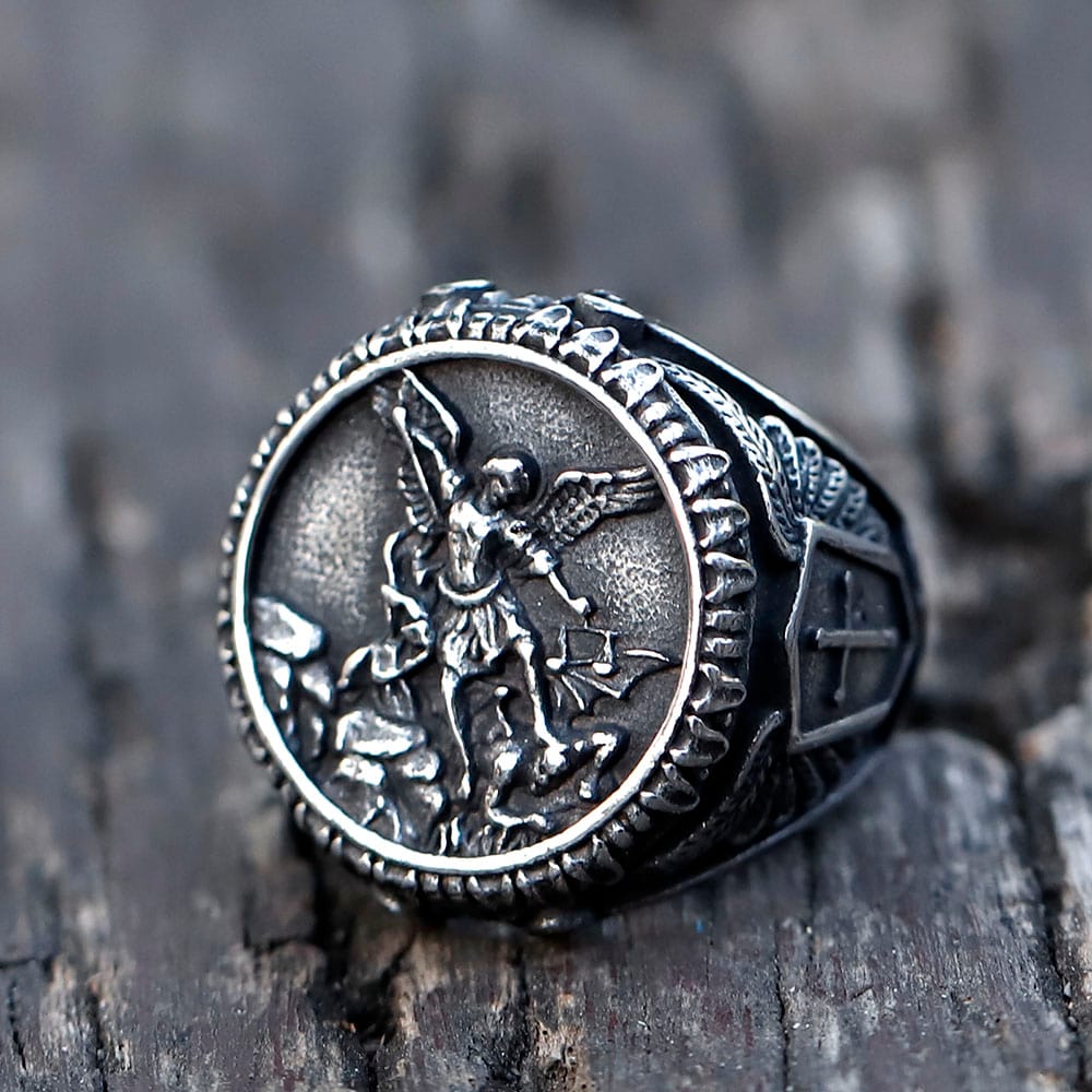 Men's 316L Stainless Steel Saint George Dragon Slayer Ring