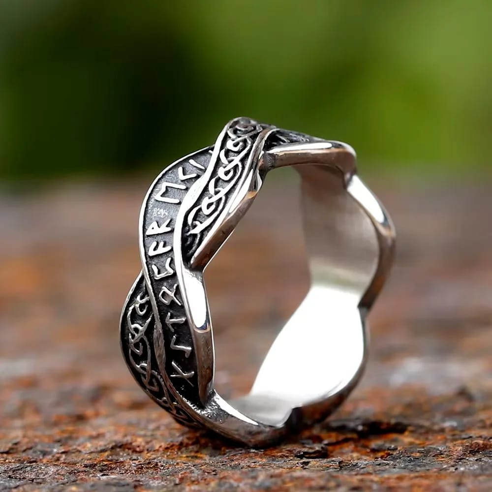 Viking Nordic Runes 316L Stainless Steel Ring