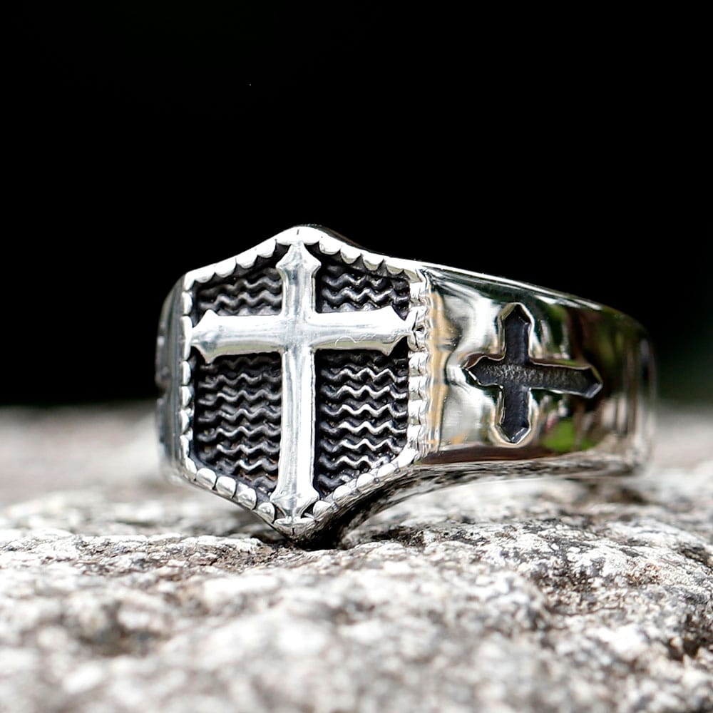 316L Stainless Steel Vintage Cross Signet Ring