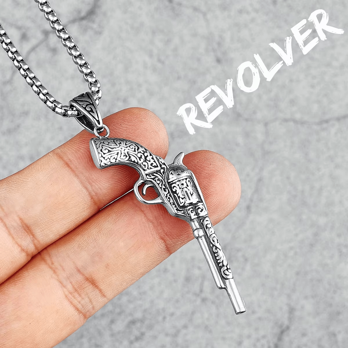 316L Stainless Steel Vintage Revolver Necklace