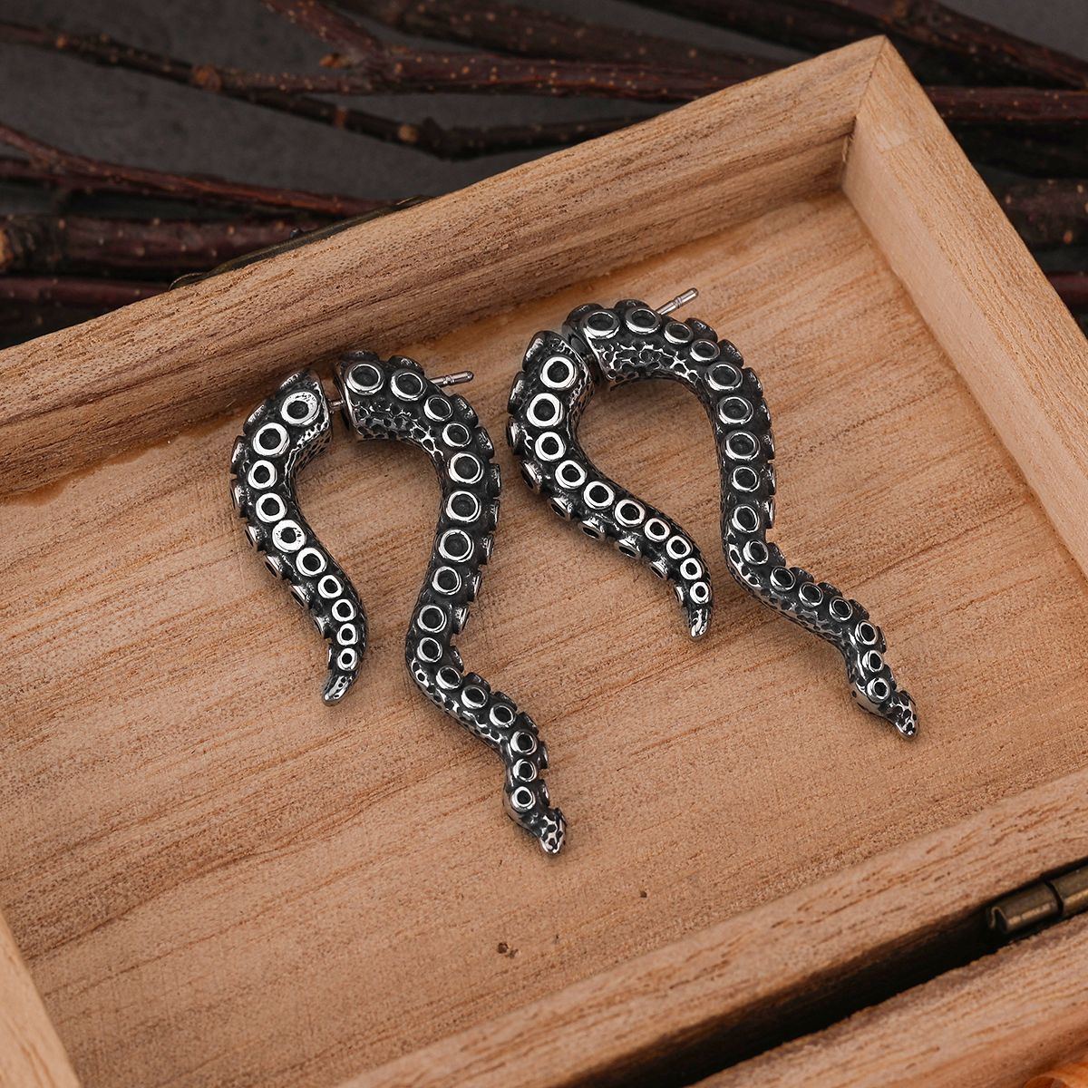 Stainless Steel Octopus Tentacle Gothic Drop Earrings