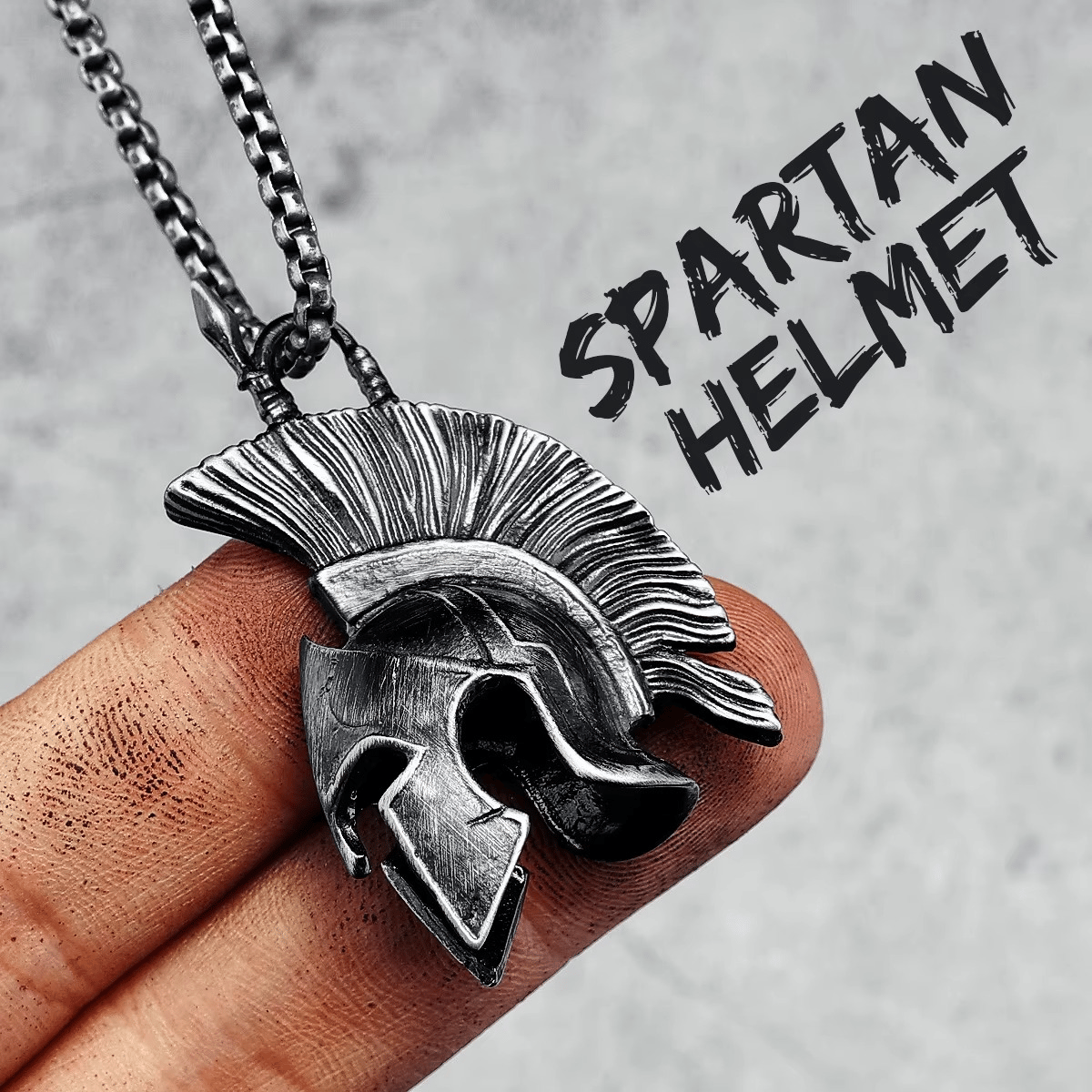 Spartan Helmet Stainless Steel Pendant Necklace