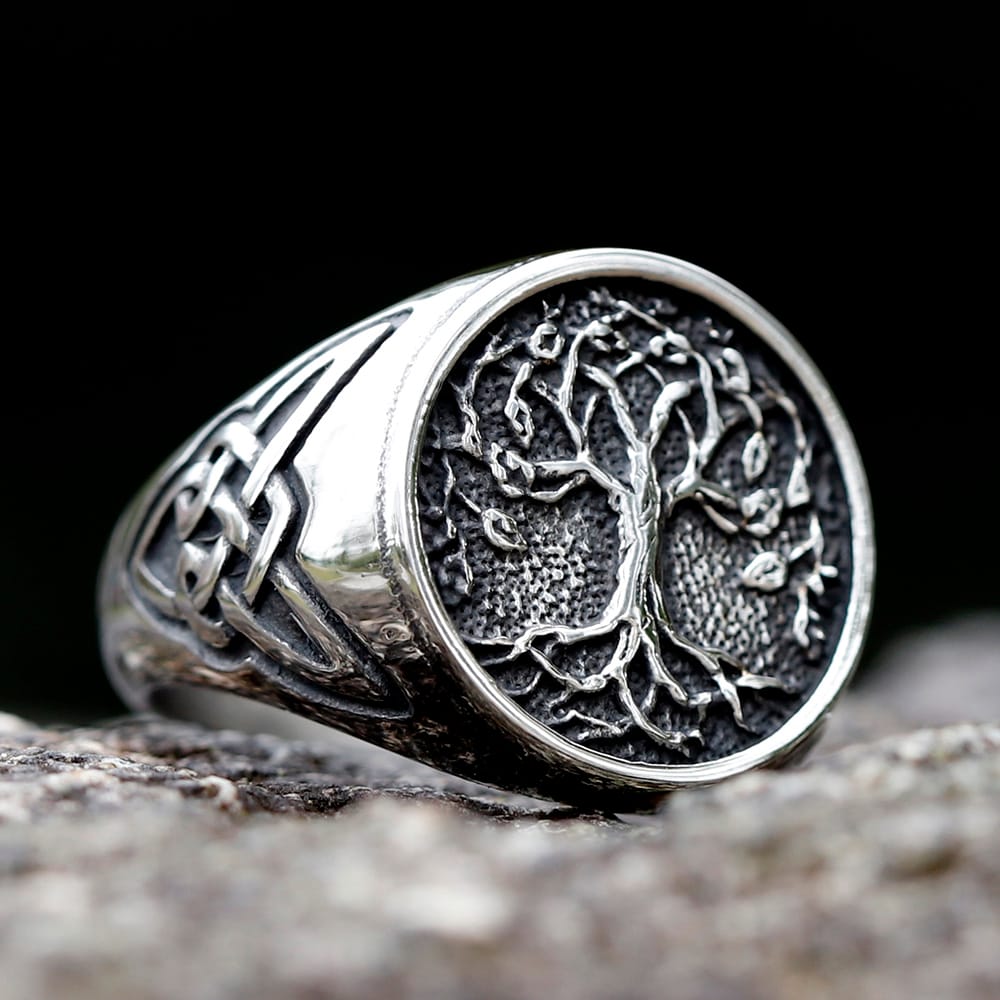 Viking Tree of Life Yggdrasil Rune Stainless Steel Ring