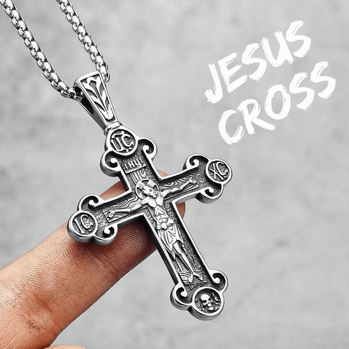 Retro 316L Stainless Steel Jesus Cross Necklace