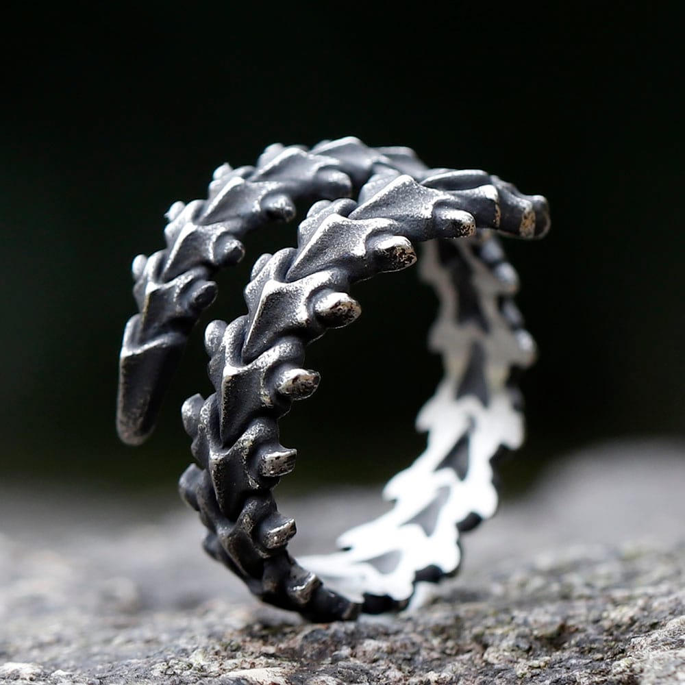 Men's Gothic Vertebrae Ring, 316L Stainless Steel