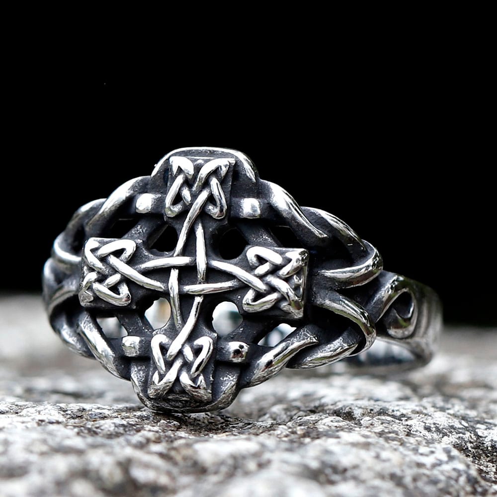 Celtic Cross Knotwork Ring in 316L Stainless Steel