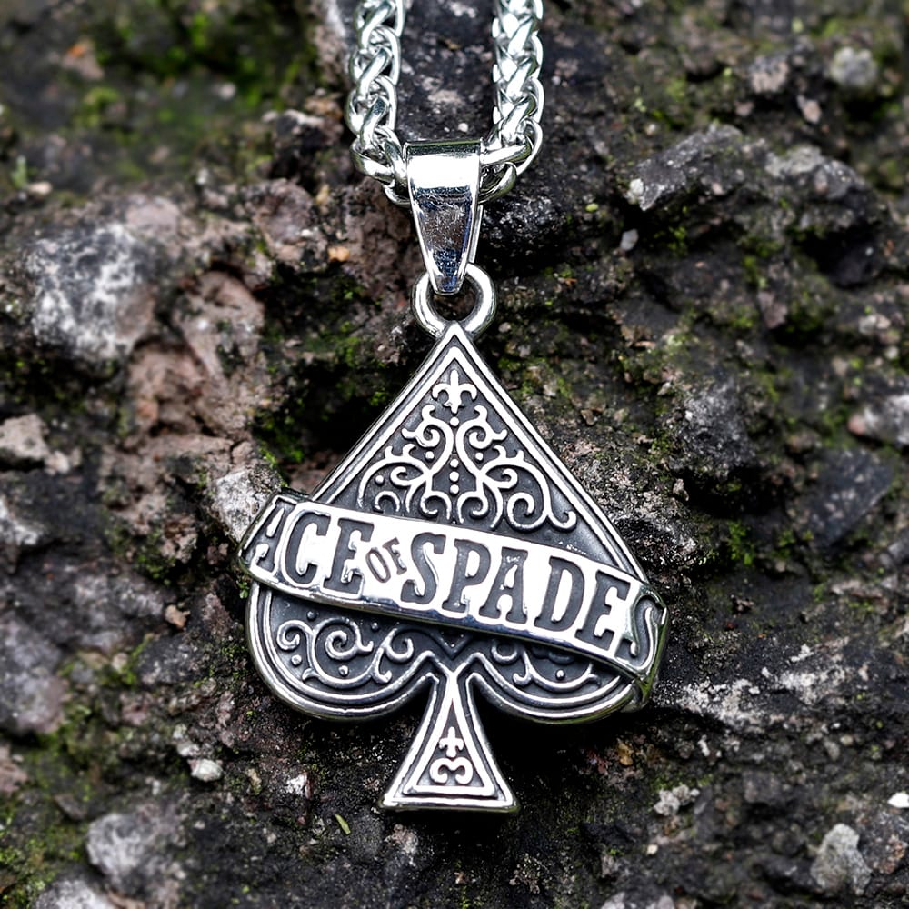 Men's 316L Stainless Steel Ace of Spades Pendant Necklace