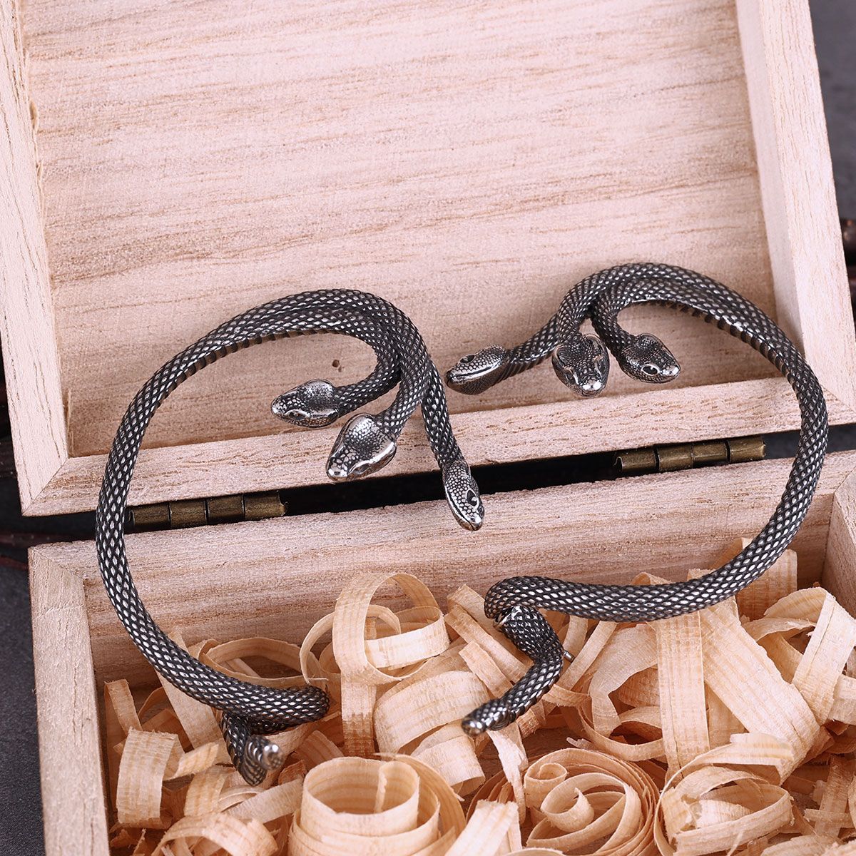 Viking Three Headed Serpent Stainless Steel Ear Wrap Earrings