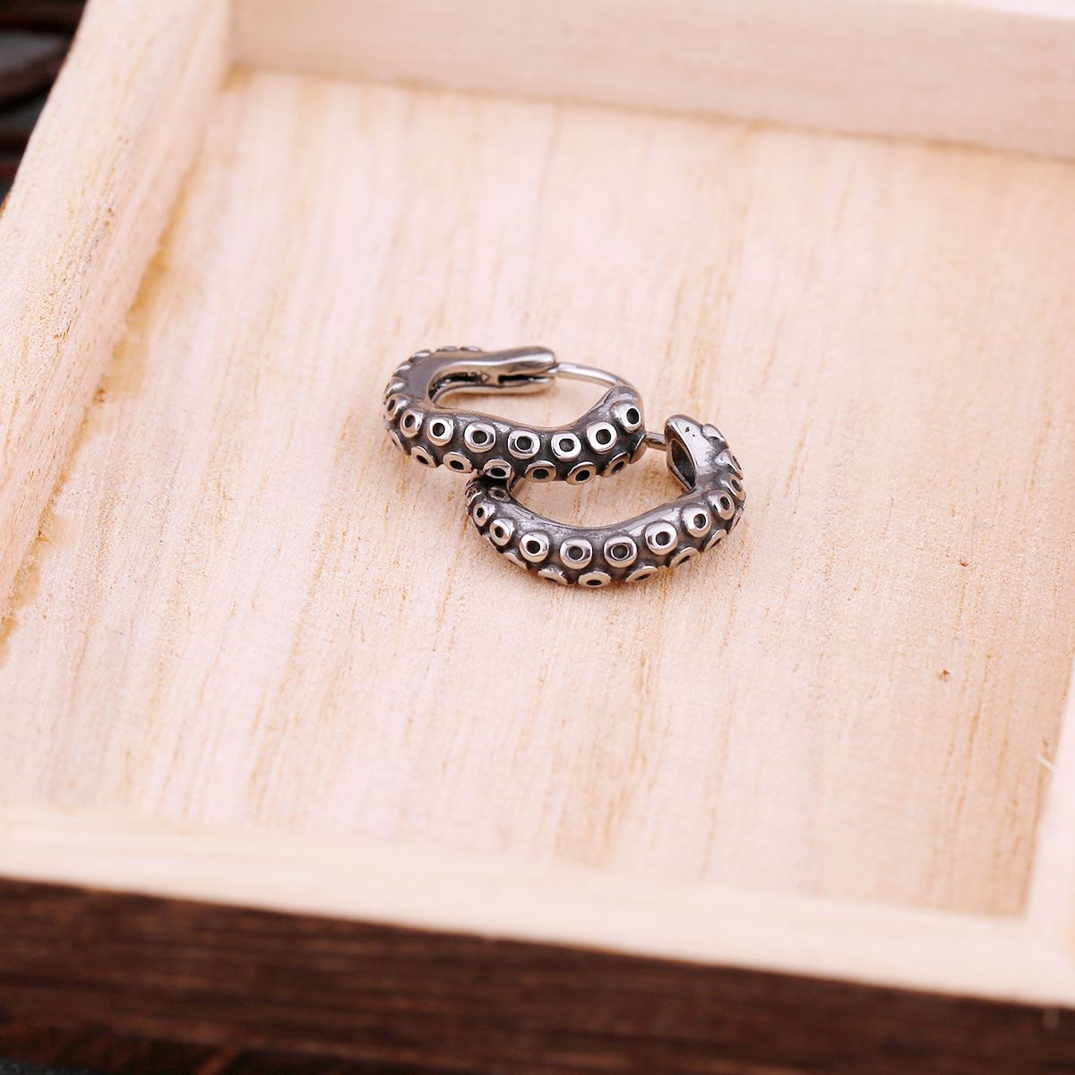 Stainless Steel Kraken Octopus Tentacle Hoop Earrings