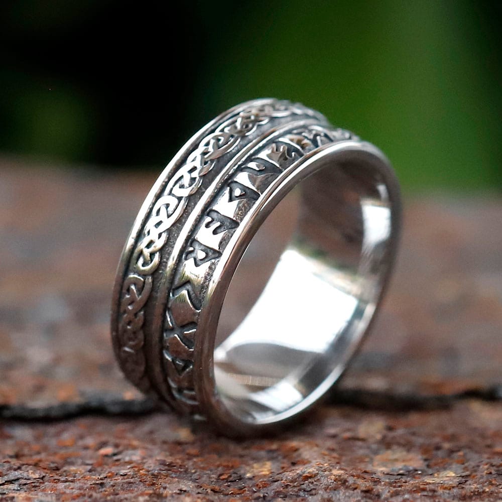 Odin Norse Rune Celtic Knot Stainless Steel Ring