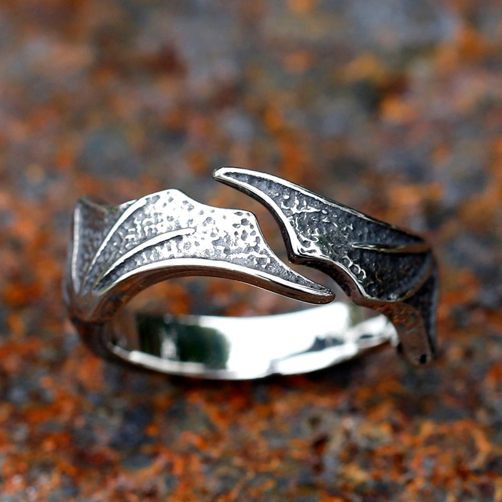 Men's Gothic Dragon Wing Stainless Steel Ring