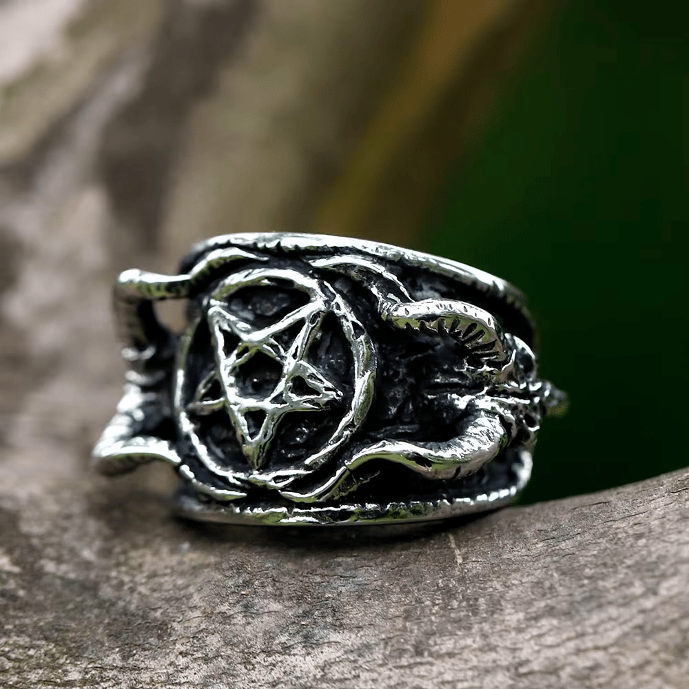 Men's Gothic Pentagram 316L Stainless Steel Ring