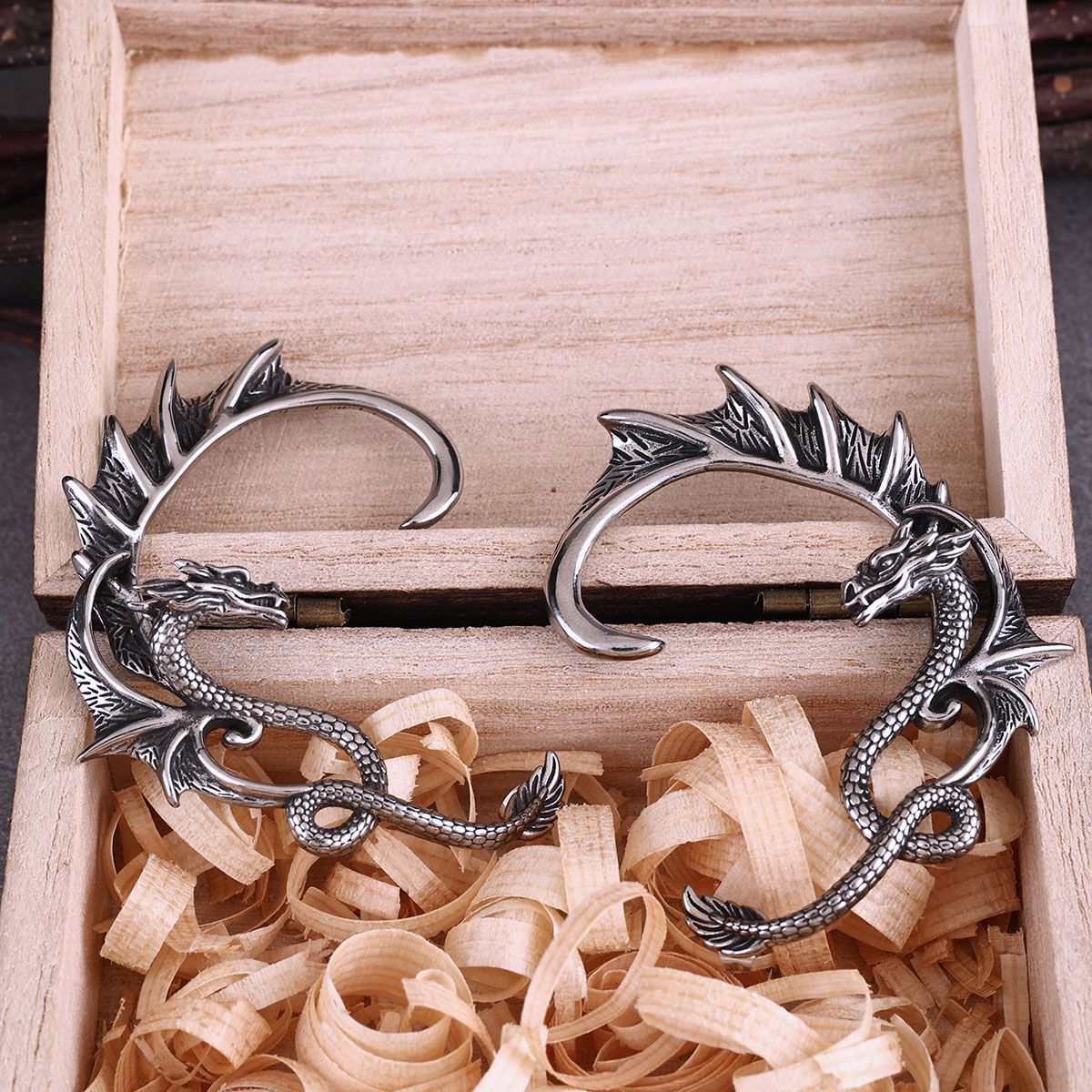 Vintage Flying Dragon Stainless Steel Ear Wrap Earrings