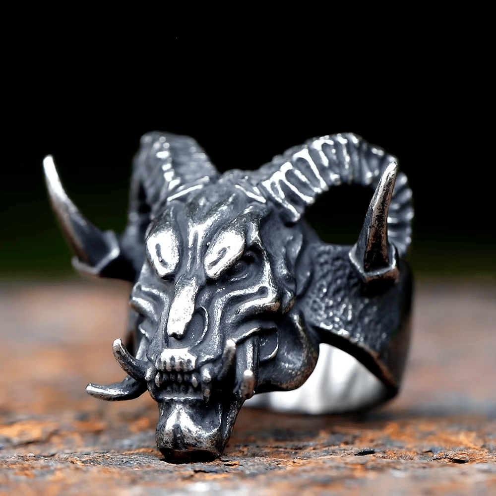 Gothic Devil Skull Ring for Men