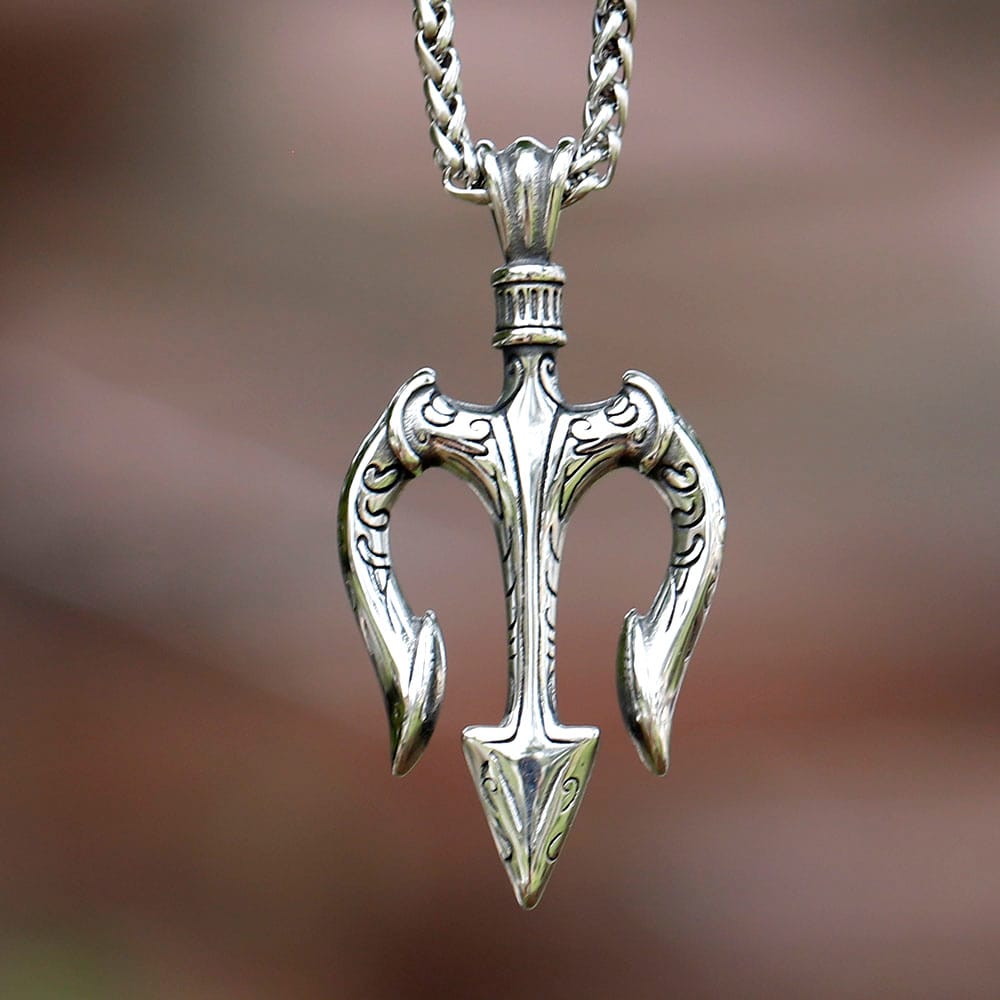 Vintage Trident Spear 316L Stainless Steel Pendant Necklace