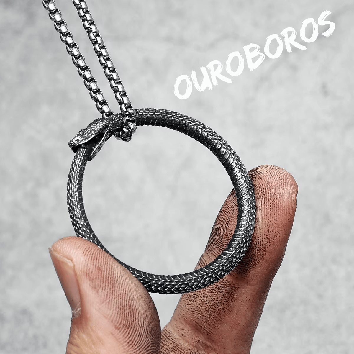 Ouroboros Snake Pendant Necklace in 316L Stainless Steel