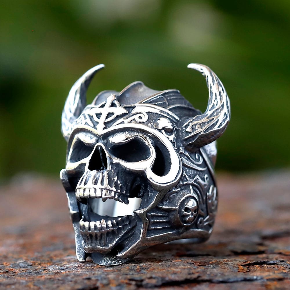 Viking Warrior Skull Ring 316L Stainless Steel
