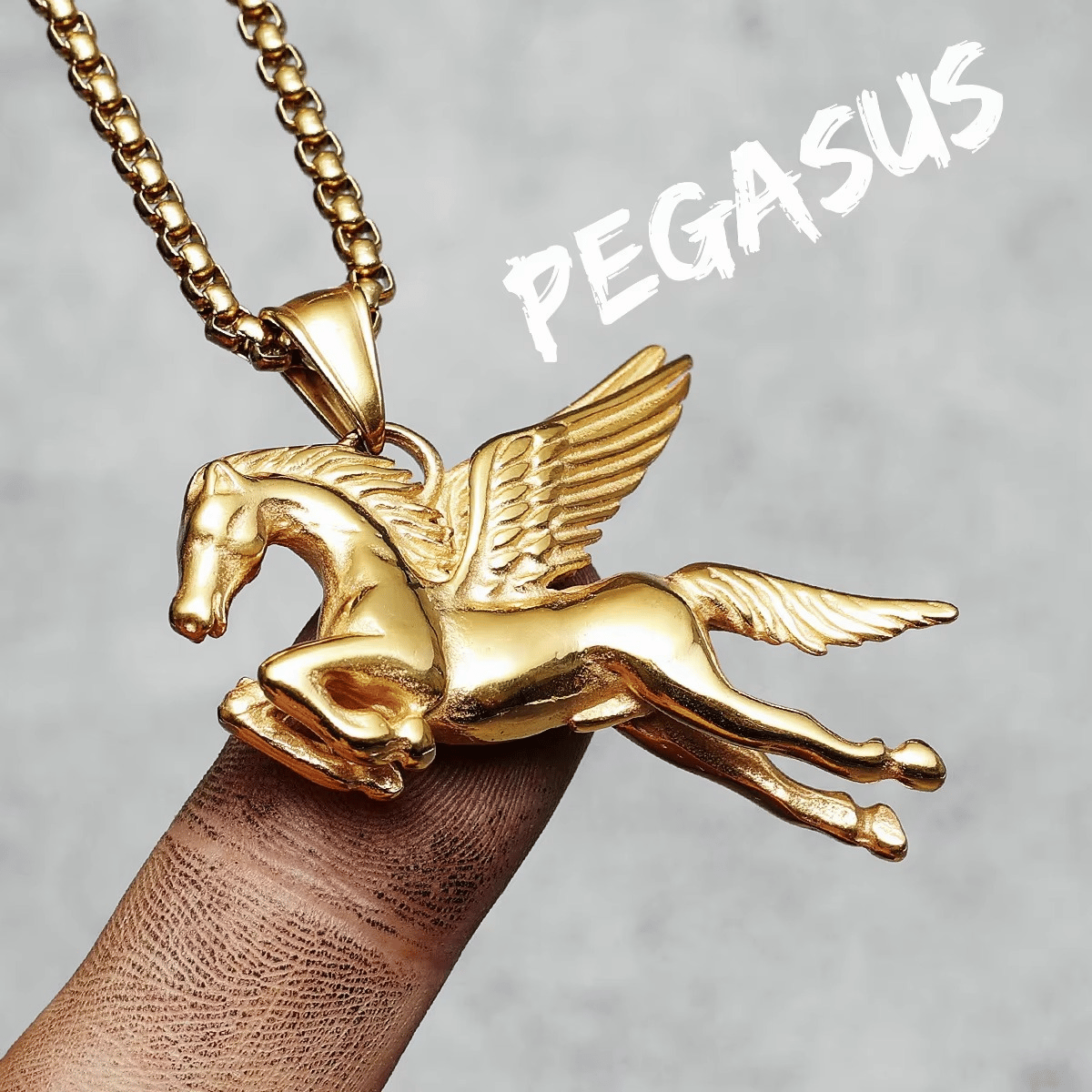 Men's Pegasus Angel Wings Stainless Steel Pendant Necklace