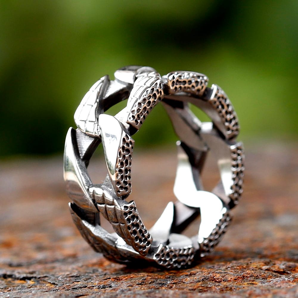 Vintage Stainless Steel Chain Link Ring for Men & Women