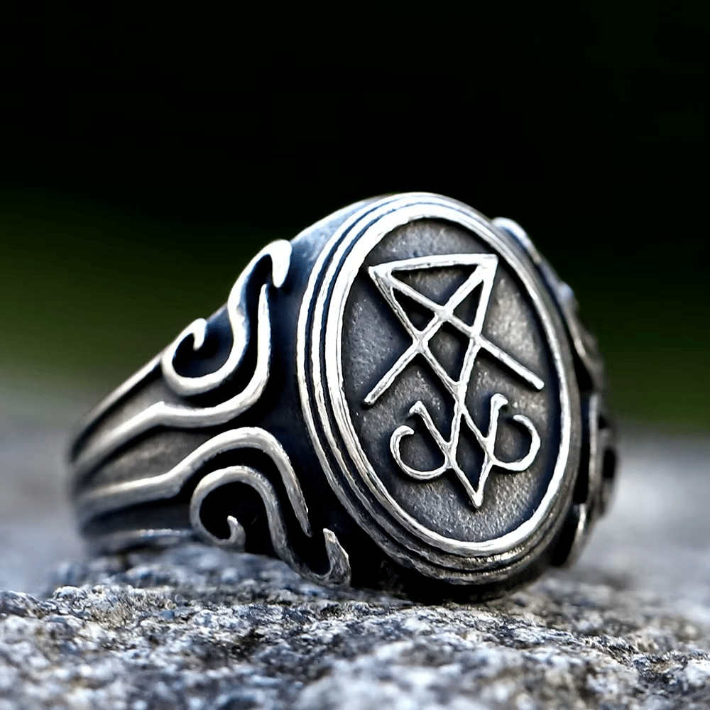 Men's 316L Stainless Steel Lucifer Sigil Signet Ring