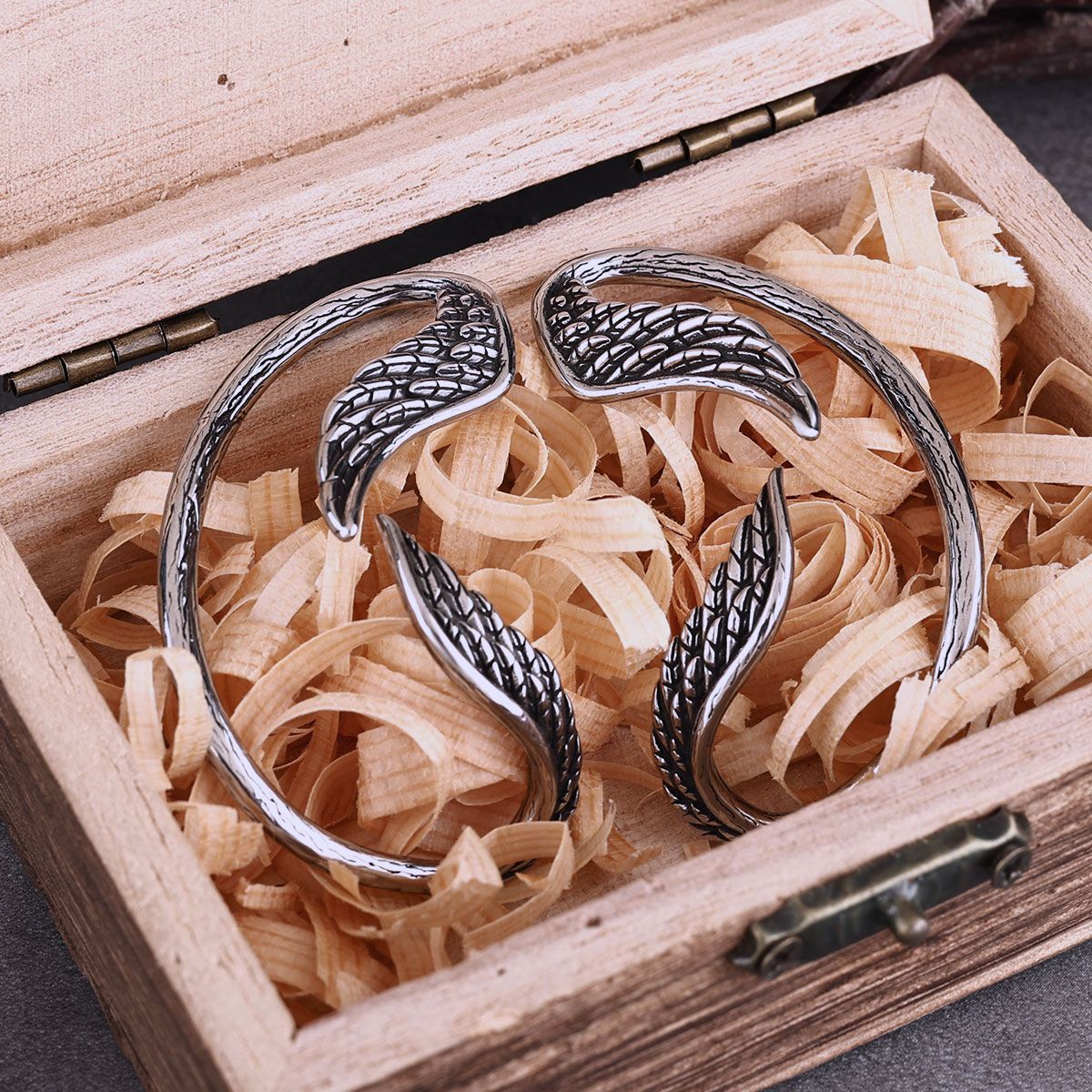 Stainless Steel Feathered Wing Wrap Around Earrings