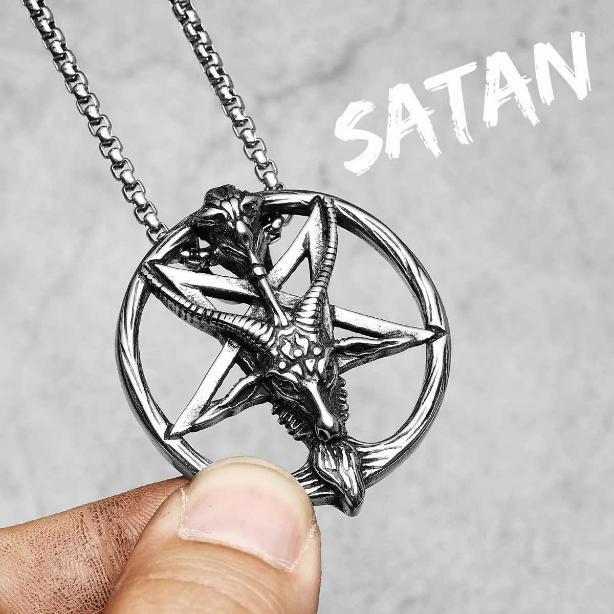 Gothic Baphomet Pentagram Stainless Steel Necklace