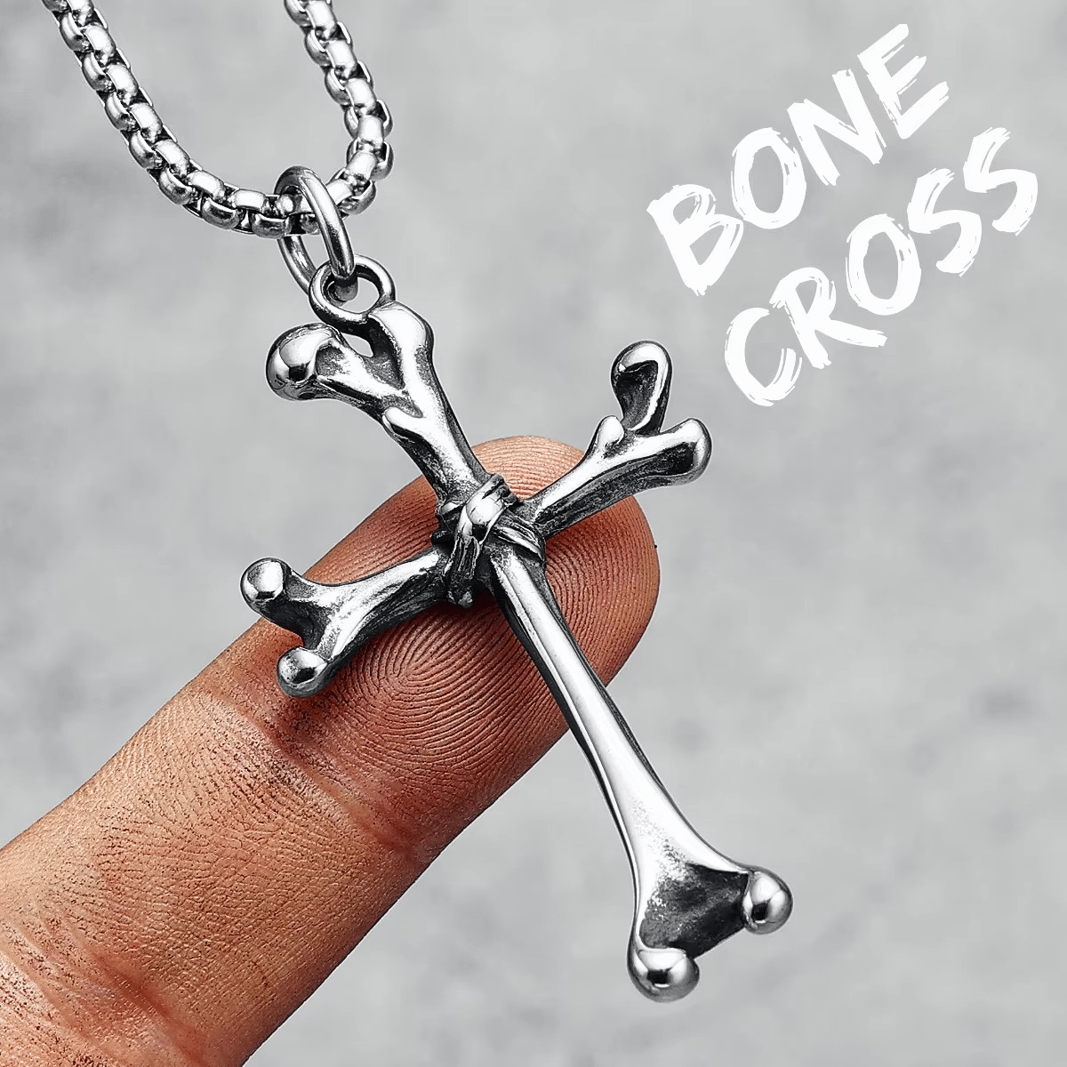 Gothic Men's Stainless Steel Bone Cross Necklace