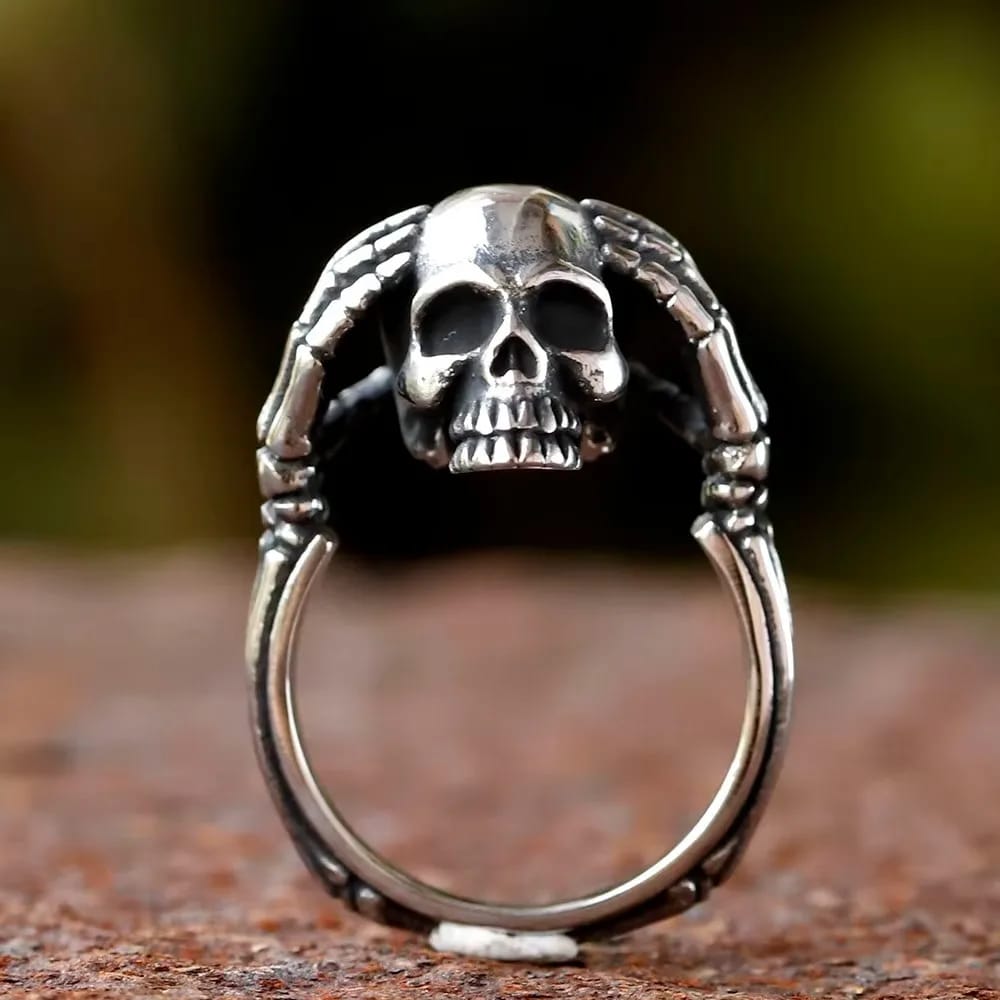 Skull Hand Hugging Stainless Steel Ring
