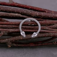Side profile of a single 316L stainless steel snake earring, highlighting its curved form.