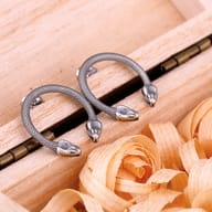 Front view of the durable stainless steel double-headed snake stud earrings.