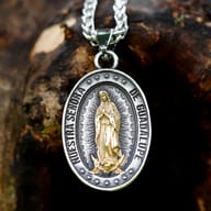 Our Lady of Guadalupe stainless steel oval pendant necklace