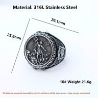 Back view of the durable 316L stainless steel Saint George ring band
