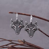 Back view of the earring pendant featuring an engraved Celtic knot surrounded by Norse runes