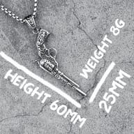Close-up of the durable box chain complementing the revolver pendant