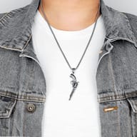 Rear view of the 316L stainless steel revolver pendant with smooth finish