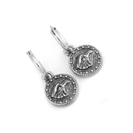 Back view of a men's stainless steel earring highlighting its polished finish and secure closure.