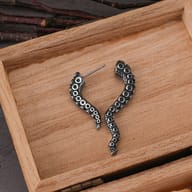 Separated two piece stainless steel octopus tentacle ear jacket earring