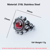 Full view of the men's vintage gothic skull ring, showcasing its unique design and robust construction.