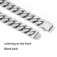 Angled shot of the Valknut box clasp mechanism and smooth stainless steel chain links