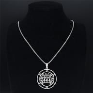 Close-up of the polished stainless steel bail and upper part of the Paimon Sigil design.