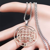 Paimon Sigil stainless steel pendant showcasing its full design and the accompanying chain.