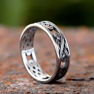 Celtic knot ring showcasing its intricate openwork design.