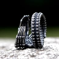 Top-down view of the durable 316L stainless steel Alien ring