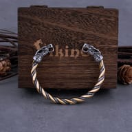 Side profile showing the detailed twisted cable band of the Viking dragon wristband