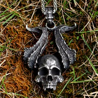 Back view of the solid 316L stainless steel skull pendant and bail